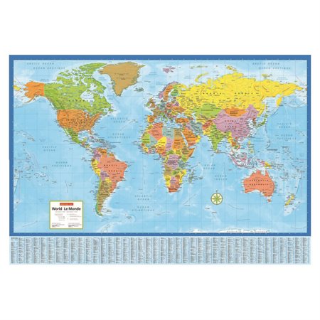 Laminated World Wall Map