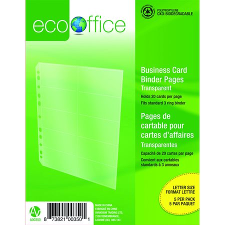 Pages de classeur pour cartes d’affaires