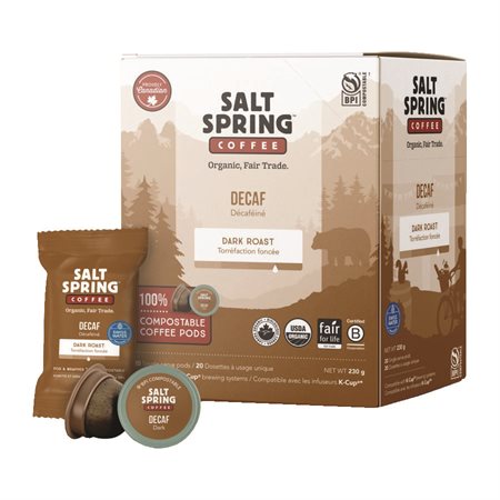 Salt Spring Decaffeinated Dark Coffee Pods