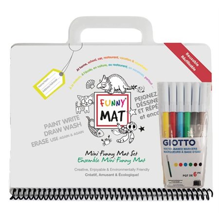 Mini Funny Mat® travel set with 6 markers
