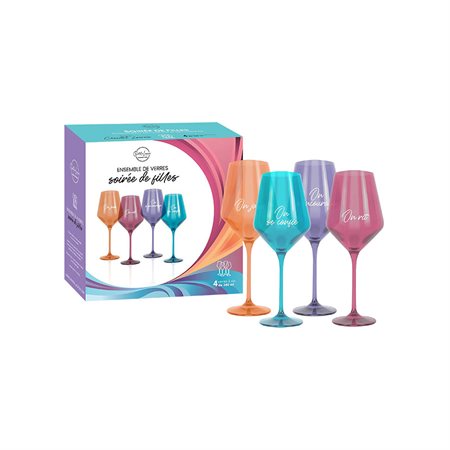 Set of 4 “Girl’s Evening” wine glasses