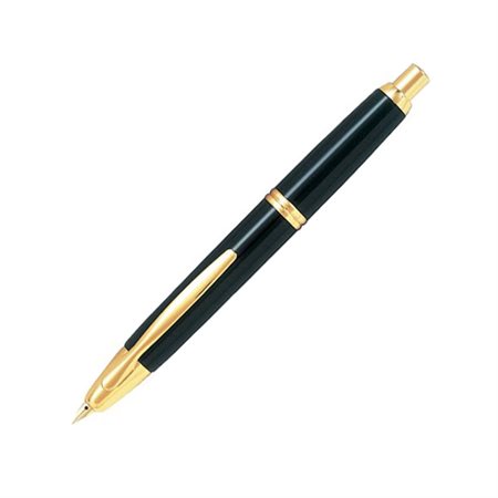 Stylo Plume Capless noir (pointe fine)- Accents dorés