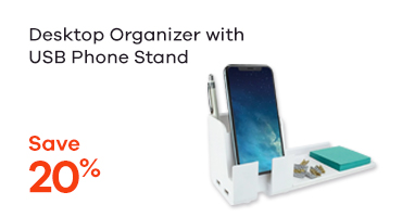 Desktop Organizer with USB Phone Stand
