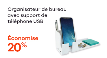Organisateur de bureau avec support de telephone USB